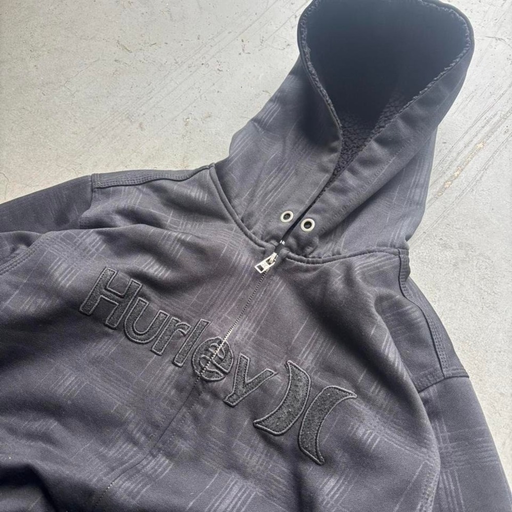 Vintage Black Hurley Full Zip Skate Hoodie Size Small
